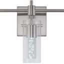 LED Vanity Lights - 24" Modern Bathroom Light Fixtures, 3-Light Brushed Nickel Vanity Light with Crystal Bubble & Clear Glass Shade, 24W Bathroom Lighting Fixtures Over Mirror