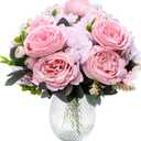 Peonies Artificial Flowers, 2 Packs Simulated Silk Peonies Flowers Fake, Mixed Pink Peonies Flowers Bouquet for Centerpiece Table Wedding Party Home Decoration(Pink Purple)