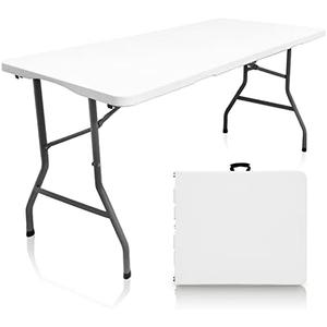 Camp Solutions Plastic Folding Table, 4 FT (1,21 m)Folding Table, Plastic Portable Tables for Dining Parties Card Picnic Camping, Granite White