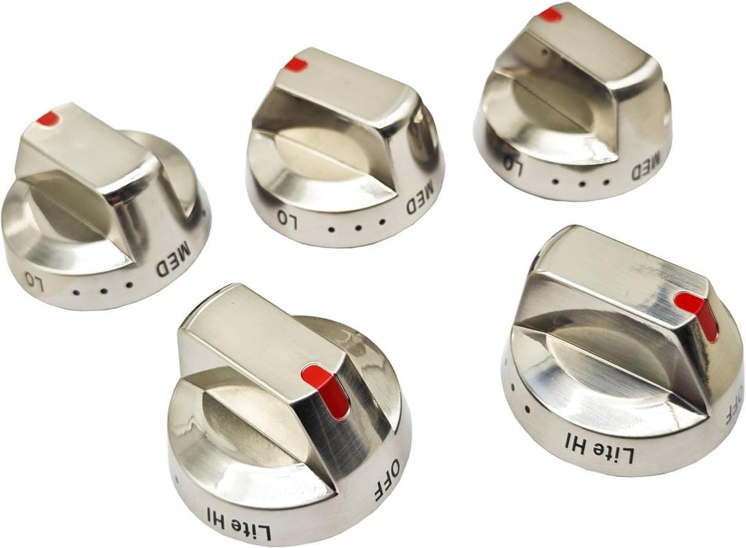DG64-00473A Top Burner Control Dial Knob Range Oven Replacement for Stainless Steel Ran-ge O-ven Gas Stove Knob NX58F5700WS NX58H5600SS NX58H5650WS NX58J7750SS NX58M6850SS(5pcs)