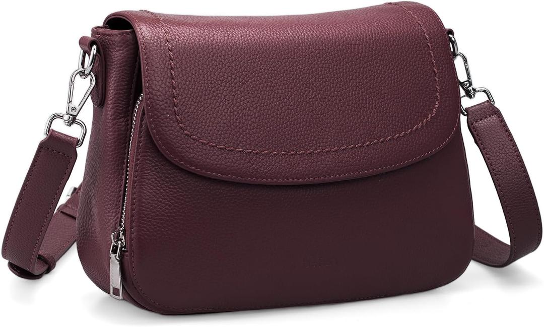 befen Genuine Leather Crossbody Bags for Women with Built in RFID Wallet Medium Womens Saddle Bag Cross Body Purse