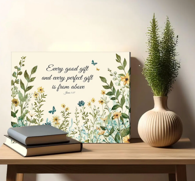 Christian Floral Scripture Canvas Wall Art Wildflower Bible Verse Wall Decor Picture Psalm Religious Faith Art Poster Print for Living Room Bedroom Decoration 12x16in