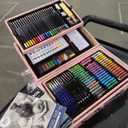 YArt Set, 168 Pack Wooden Art Stuffs, Painting Drawing Kits with 3pc Coloring Books, Oil Pastels, Watercolor Paints, Art Crafts kit, Deluxe Gift for Artist Beginners Kids Girls Boys