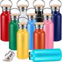 Mimorou 10 Pcs Stainless Steel Sports Water Bottles Bulk 17oz Double Wall Insulated Bottle with Handle and Wooden Leakproof Lid Metal Water Bottle Outdoor for Cyclist Runner Hiker DIY Gift, 10 Colors