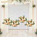 Nuptio Wedding Centerpieces Gold Vases: 2 Pcs 23 inch Tall Flower Stand Metal Floor Vase Column Geometric Centerpiece Stands Rectangular Display Rack for Weddings Party Decoration