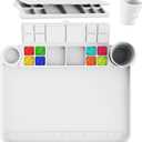 Silicone Painting Mat with Cup and Palette Removable, 17"X13" Thick Silicone Art Mat for Craft with Raised Edge for Resin DIY Making, White