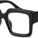 Onrtry Oversized Square Blue Light Glasses for Women Men Chunky Big Frame Computer Eye Glasses Non-Prescription Eyewear