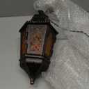 NEEDOMO Hanging Moroccan Lantern, 13.5'' Vintage Metal Candle Holder with 14.8" Chain, Ramadan Lanterns Decorative Indoor Outdoor for Home, Table, Patio, Porch, Christmas,Halloween, Spring (Amber)