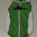 FUAMEY Dog Coat for Medium Dogs, Waterproof Dog Winter Jacket with Harness Built in Puppy Cold Weather Coats Reflective Pet Vest with Zipper Warm Fleece Dogs Snowsuit Windproof Green M (M(chest:21in))