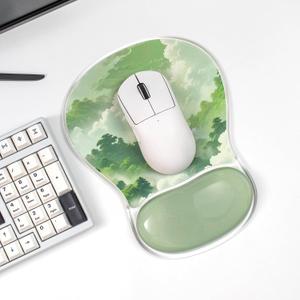 Green Gel Mouse Pad with Wrist Support - Office Accessoris Ergonomic Mousepad witb Non-Slip Base for Computer/Gaming/Home