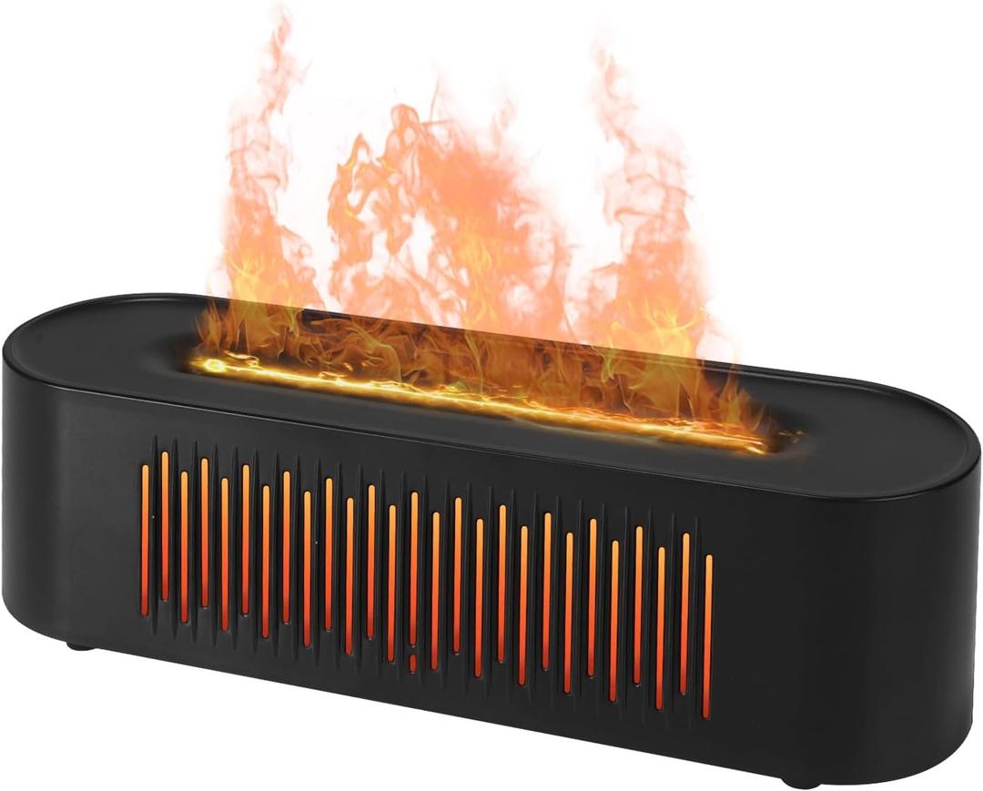 Volcano Humidifier Flame Fire Diffuser: 260ml Super Quiet Essential Oil Diffuser with 7 Colors Flame Light Spray Scent Humidifier with Waterless Auto Shut-Off Protection for Yoga Gym (Black)