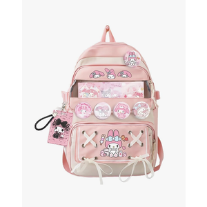 Teenage Girls Cute Backpack For School 17.5 Inch Students Casual Travel Aesthetic Backpack With Kawaii Accessories, Pink