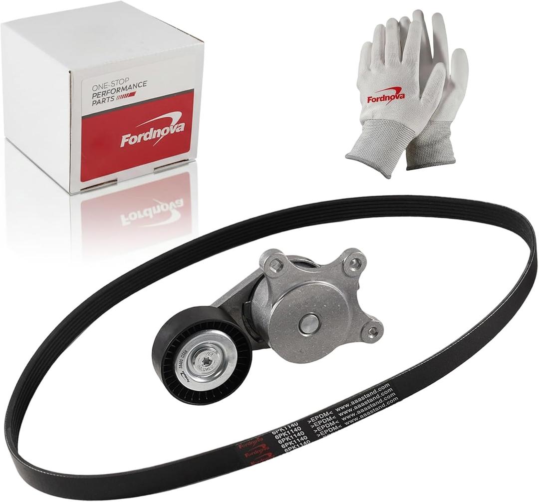Fordnova Serpentine Belt Drive Kit Tensioner Fits for Ford Explorer 3.5L V6 2011-2019, Ford Edge 3.7L V6 2011-2014