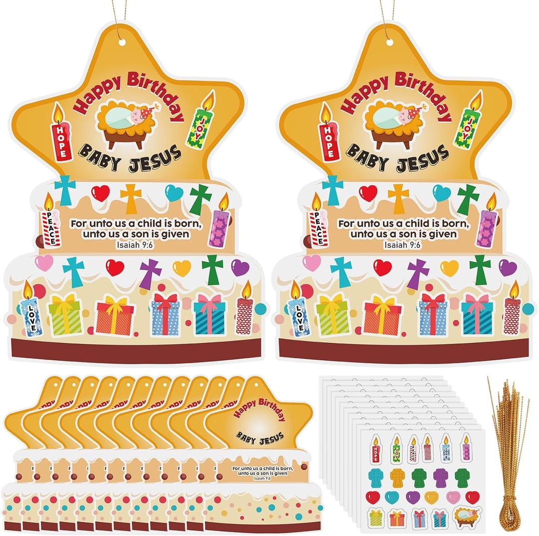 Sotiff 30 Sets Christmas Nativity Craft Sticker Make a Jesus Birth Scene Craft Happy Birthday Jesus Ornament for Christian Party Favor Religious Game Church Activities Sunday School Classroom Decor