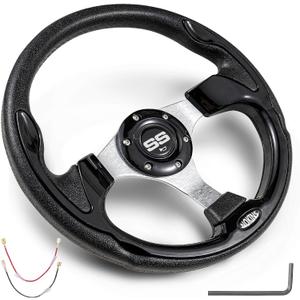 NOKINS 12.5" Universal Golf Cart Steering Wheel, Fit EZGO TXT/RXV/Club Car DS/Precedent/Yamaha, Most Golf Carts (Black)