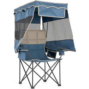 Oversized Camping Chair with Canopy，Folding Chair Supports 330 Lbs, Blue
Padded Outdoor Chair with Cup Holder,Cooler Bag,Side Pockets, Beach Chair with Canopy for Outdoor Camping,Fishing