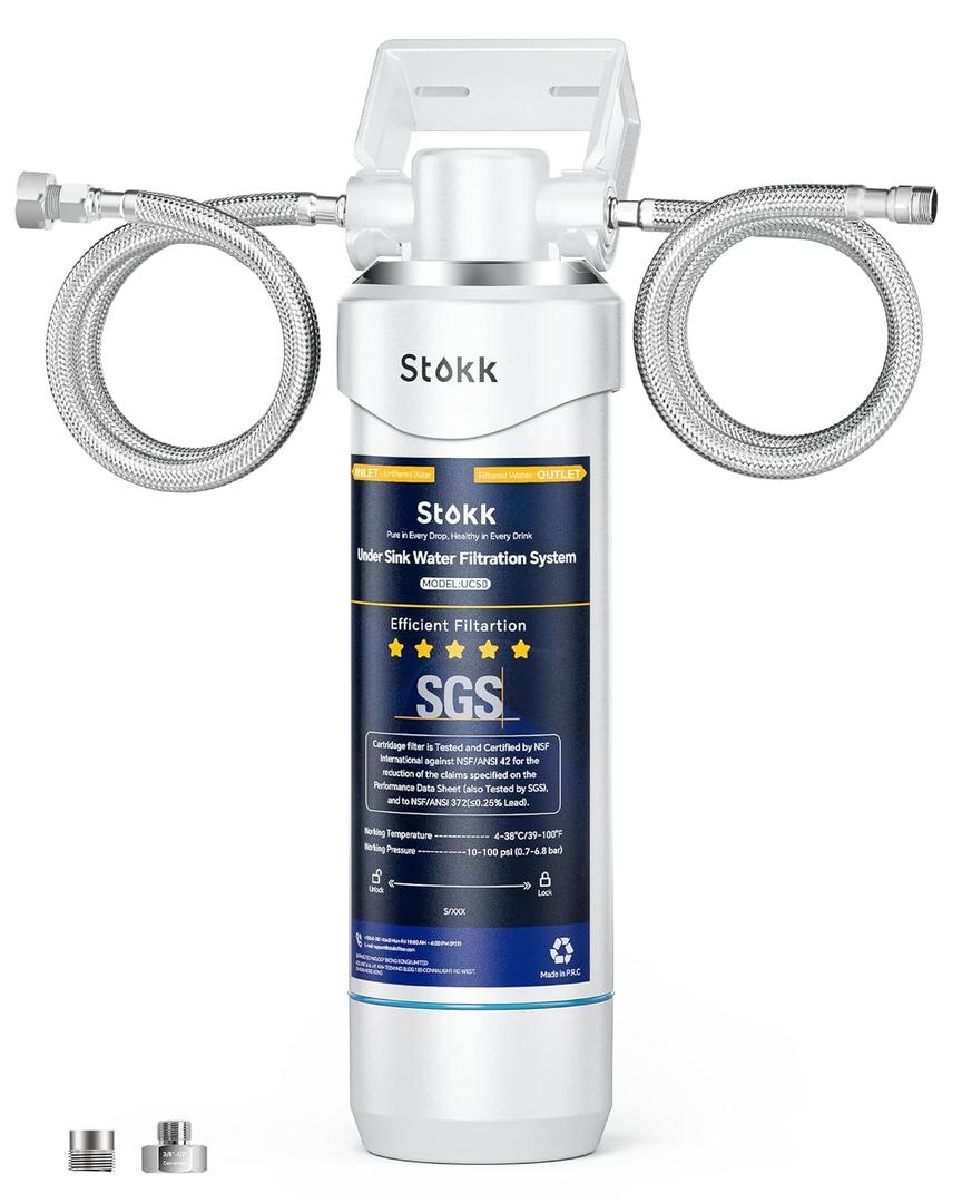 Stokk UC50 Under Sink Water Filter, Reduces Lead, Chlorine, Bad Taste & Odor, 26000 Gallons Under Counter Water Filter Systems Direct Connect to Kitchen Faucet, NSF/ANSI 372& 42& 53 (White)