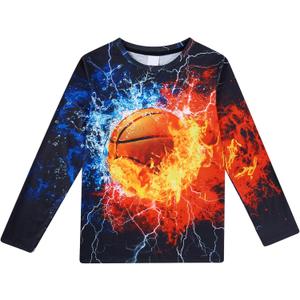 RAISEVERN Boys Girls 3D T-Shirt Graphic Print Tees Long Sleeve Shirts Size 6-14