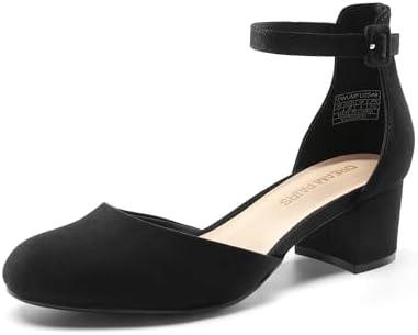 DREAM PAIRS Women's Closed Round Toe Low Block Heels Ankle Strap Chunky Heel Pumps Dress Wedding Office Party Shoes, Size 8