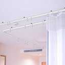 Curved Ceiling Curtain Track Bendable Mount for Curtain Rail Bunk Bed Bay Window Room Divider Flexible Straight (White,5 m/ 16.4 ft)