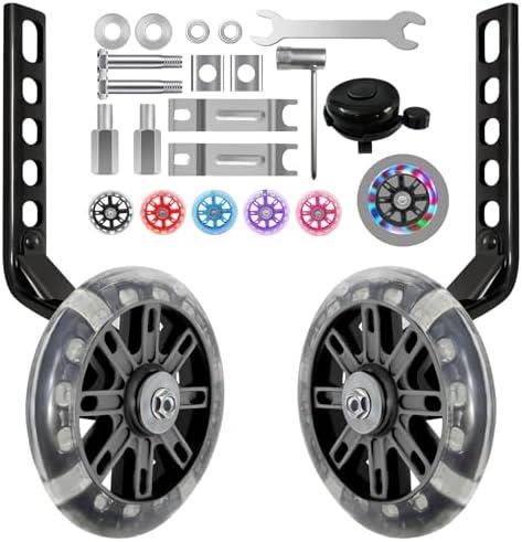 HAWENS Bike Training Wheels Mute Flash Wheels with Adjustable Bicycle Stabilizer Mounted Kit Compatible for 12 14 16 18 20 inch Single Speed Bike