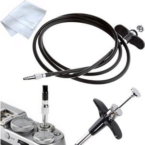 Fotasy 100cm Mechanical Cable Shutter Release with Bulb-Lock for Fujifilm X10 X20 X30 X100s X100t X-Pro1 X-Pro2 X-E1 X-E2, Leica M6 M7 M8 and Nikon Df F4 FM2 F3 FE FM3a F80, Threaded Release Cable (Black)