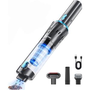Handheld Vacuum Cordless 15000PA Car Vacuum 3-in-1 Hand Held Vacuums 1.1 Pounds Hand Vac Cordless Rechargeable One-Touch Empty for Cleaning Cars Offices Homes Pet Hair and Dust (Blue)