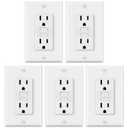 ELECTECK 5 Pack GFCI Outlets 15 Amp, Non-Tamper Resistant, Decor GFI Receptacles with LED Indicator, Ground Fault Circuit Interrupter, Wallplate Included, ETL Listed, White