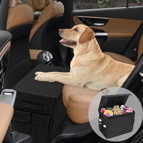 EAROND Dog Seat Extender for Dogs up to 200lbs, Dog Back Seat with Storage Pockets, Collapsible Front and Backseat Extender for Large, Medium and Small Dogs