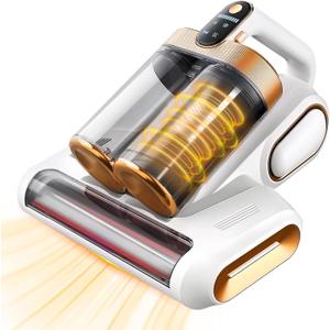 Cordless Mattress Vacuum Cleaner, 16Kpa Bed Vacuum with 253.7nm UV-C Light & Ultrasonic Tech, HEPA Filter, Portable Handheld Vacuum for Bed Sofa Couch Crib & Pet Hair (White)