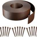 AGTEK 60FT Plastic Landscape Edging Coil Kit, 4 inch High Terrace Board Garden Edging Border with 18 Stakes (Brown)
