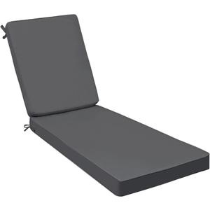 AAAAAcessories Outdoor Chaise Lounge Cushions, Fade-Resistant, Waterproof Patio Furniture Replacement Cushions, 74" x 23" x 3", Dark Gray, 74"x23"x3"-Set of 1
