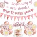 Farewell Party Decorations The Beginning of A New Chapter Going Away We Will Miss You Theme Balloons Banner, Rose Gold Retirement Graduation Party Supplies for Women Girls
