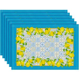 Summer Lemon Placemats Set of 6, 1319 Inch Washable Heat Resistant Cloth Placemats, Non Slip Indoor Outdoor Table Place Mats for Dining Kitchen Party Decoration