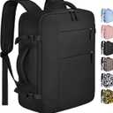 Capolo Travel Backpack for Women Men Waterproof Laptop Backpack Airlines Approved Carry On Backpack Bag Computer Bookbag for Business, Work, Traveling Fits 15.6 Inch Laptop(Black Zipper)