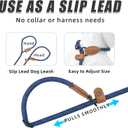 Mile High Life Hands Free Dog Leash, Crossbody Waist Leash with Genuine Leather Connection, Multifunctional Adjustable Slip Lead for Dog Walking Running (Blue, 7FT)