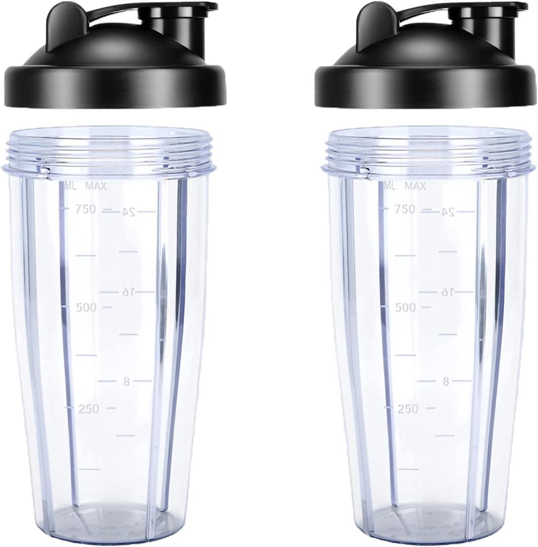 iCucina - 28 Oz Blender Cup Replacement with To-Go Lids, Cups for Protein Shakes, BPA Free Smoothie Cups (Pack of 2)