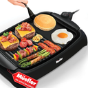 Electric Indoor Grill,2 in 1 Indoor Grills for Kitchen with Grill Net & Non-Stick Cooking Removable Plate, Temperature Control, Dishwasher Safe, Smokeless barbecue
