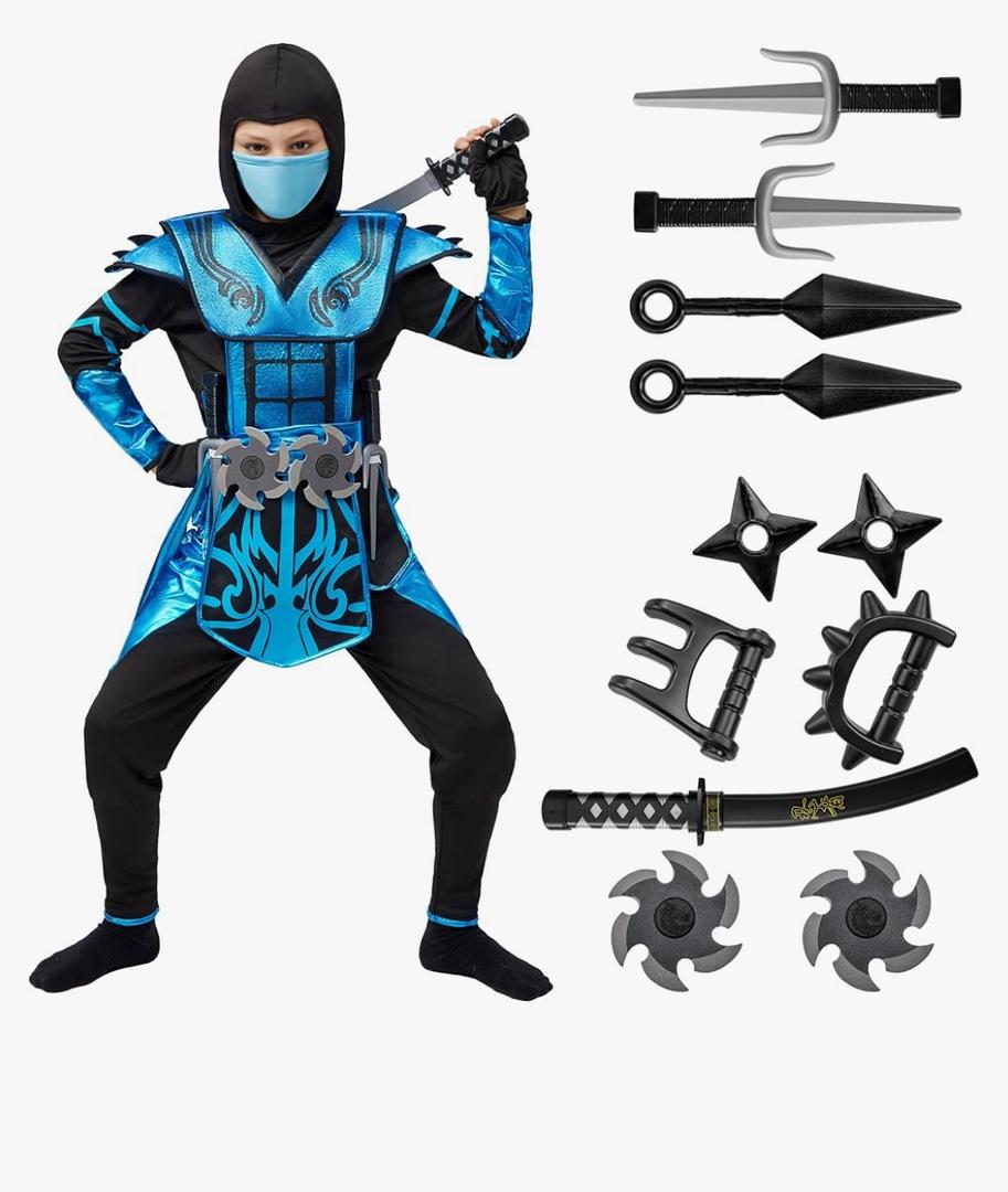 Spooktacular Creations Red Ninja Costume for Boys, Child Red Ninja Costume with Accessories for Kids Halloween Themed Parties, S