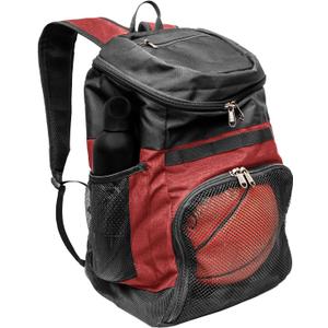 Basketball Backpack with Ball Compartment (Red)