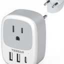 TESSAN European Travel Plug Adapter, Europe Power Outlet with 3 USB Ports (1 USB C Port), Type C Plug Adaptor for US to EU Italy Spain France Greece Portugal Iceland, International Travel Essentials
