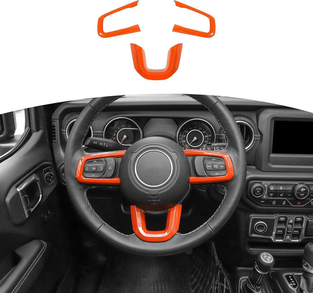 RT-TCZ for Wrangler JL Steering Wheel Trim Decal Panel Orange for Jeep Wrangler JL JLU Gladiator JT 2018-2024 Orange Interior Accessories 3pcs RT-TCZ for Wrangler JL Steering Wheel Trim Decal Panel Orange for Jeep Wrangler JL JLU Gladiator JT 2018-2024 Orange Interior Accessories 3pcs
