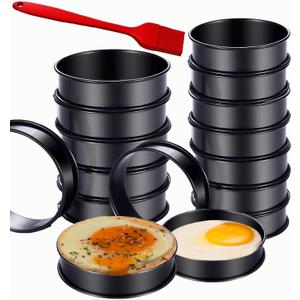 16Packs English Muffin Rings Crumpet Rings NONSTICK -Stainless Steel Double Rolled Tart Rings 3.15 Inch & 4 Inch Round Metal Baking Cooking Pastry Ring Molds for cookies, pancakes, crumpets