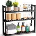 Wood Bathroom Shelf, 3-Tier Adjustable Shoes Rack&Plants Rack, Wall-Mounted or Stand for Living Room (Grey)