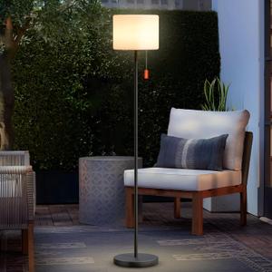 uuffoo Solar Floor Lamp Outdoor with Light Sensor Remote Dimming Rechargeable Warm White/7 Colors IP54 Outdoor Floor Lamp Ideal for Patio Balcony Garden Night Light (Round Shape)