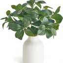 Dahey Fake Plants in Small Ceramic Vase Realistic Artificial Faux Plants Indoor Modern Farmhouse Table Centerpieces for Bathroom Kitchen Shelf Living Room Home Greenery Decor, White