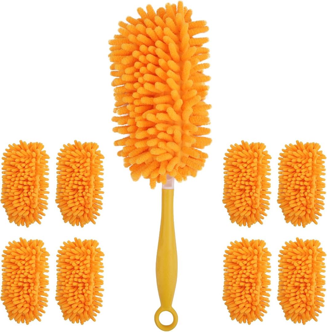 Redones Dusters for Swiffer - Reusable Duster Refill Compatible with Swiffer Hand Duster(8 Pack+1Handle), 360 Heavy Duty Dusters Refills