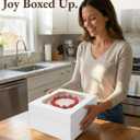 12x12x6 inch Cake Boxes 20 pcs, Large 12 inch Cake Box with Window for 6 Inch Tall Large Bakery Cakes, Pies, Sturdy Square White Cardboard, Cake Decorating Supplies (80 Pcs Stickers)