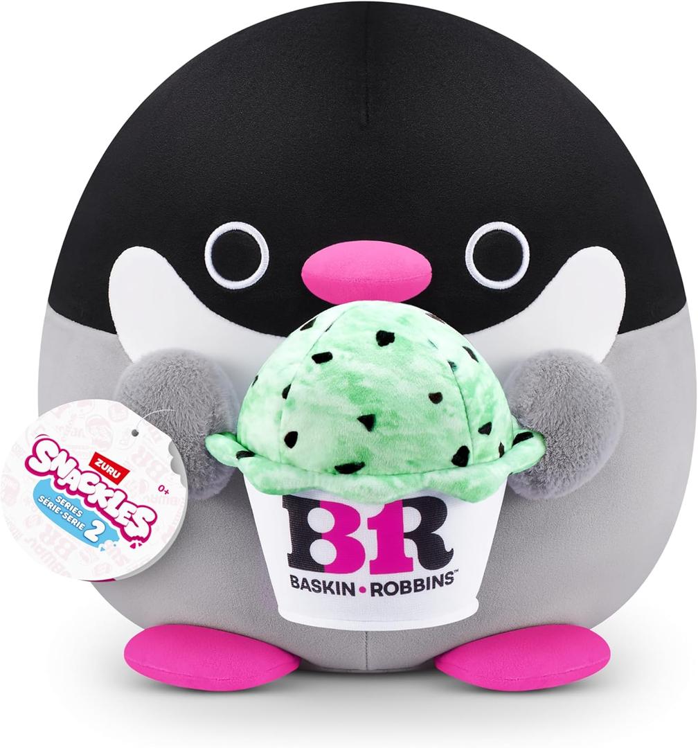 Snackles Series 2 Penguin & Baskin-Robbin 14 Inch Plush by ZURU, Ultra Soft Plush, Collectible Plush with Real Licensed Brands, Stuffed Animal, Giftable