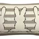 GOOESING Easter Bunny Pillow Covers 20x30 Inch Gray Stripes Rabbit Decorative Pillowcase Spring Holiday Linen Throw Pillow Case Cushion Cover for Sofa Couch Chair